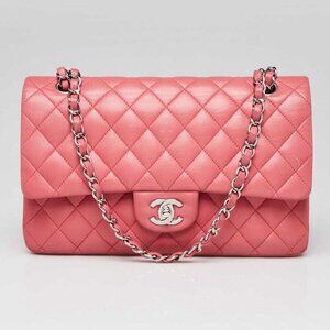 Chanel Pink Quilted Lambskin Leather Classic Medium Double Flap Bag